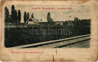 1901 Balatonlelle, Lelle fürdőtelep, Bosnyák-, Weszelofszky és Kempelen villa. Kiadja Günsberger Zoltán (fl)