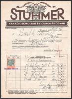 1925 Stühmer Kakaó,Csokoládé és Cukorárúgyár dekoratív fejléces számla