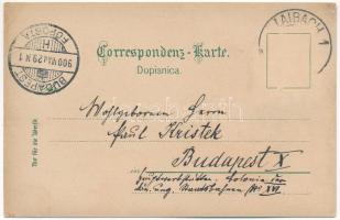 1900 Ljubljana, Laibach; Rathaus Platz, Franzensbrücke mit Franziskaner Kirche / town hall square, b...