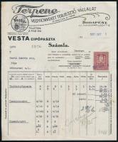 1931 Terpene Vegyicikkeket Terjesztő Vállalat -VESTA cipőpaszta illusztrált fejléces számla