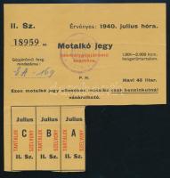 1940 Motalkó jegy tömb, 1.000-2.000kcm hengerűrtartalamú személygépjármű számára, diósgyőri Államkincstári vízjeles papír