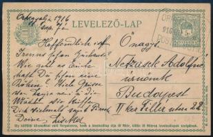 1916 5f díjjegyes levelezőlap "ŐRHEGYALJA" postaügynökségi bélyegzéssel / PS-card with postal agency postmark