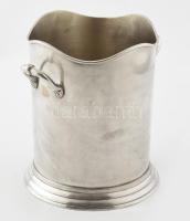 Antik ezüstözött alpakka pezsgőhűtő vödör, jelzés nélkül, kopással, d: 20 cm, m: 23 cm