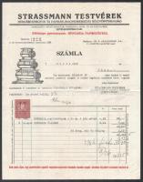 1933 Strassmann Testvérek Hengerpapírgyár, Papírnagykereskedés R.T. - Levélborítékgyár fejléces számla
