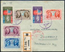 1939 Ajánlott levél 6 db bélyeggel Isztambulból Budapestre / Registered cover with 6 stamps from Istanbul to Hungary