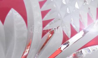 Val ST. Lambert belga hámozott mintás ólomkristály kínáló, nagyméretű, jelzett, csorbákkal, d: 30,5 ...