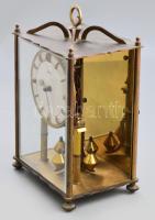 Német forgóingás asztali óra, bronz, üveg, egyik üveglapja hiányzik, kopással, 27x17x12 cm