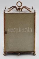 Német forgóingás asztali óra, bronz, üveg, egyik üveglapja hiányzik, kopással, 27x17x12 cm