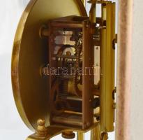 Német forgóingás asztali óra, bronz, üveg, egyik üveglapja hiányzik, kopással, 27x17x12 cm