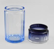 Moser jellegű 2 darab lapra fazettált anyagában színezett üveg. Jelzés nélkül, kopással, m: 5-12 cm