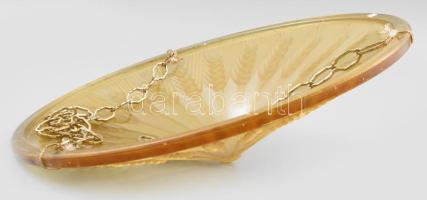 Francia savmaratott mintás mennyezeti lámpabúra / ellenző, anyagában színezett, kopással, d: 35,5 cm