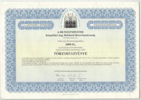 Budapest 1999. "Középületépítő Részvénytársaság" névre szóló részvénye 10.000Ft értékben (...
