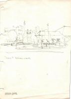 Vincze Lajos (1914-2002): 4 db tollrajz városi és vidéki tájak 21x30 cm