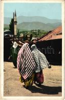 1913 Sarajevo, Türkische Mädchen / Turkish girls, folklor + "K.U.K. MILIT. POST SARAJEVO" (worn corners)