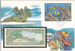 Maldív-szigetek 1983. 2R felbélyegzett borítékban, bélyegzéssel T:UNC Maldives 1983. 2 Rufiyaa in envelope with stamp and cancellation C:UNC