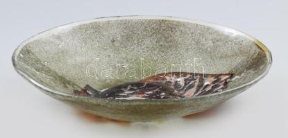 Murano Salviati jelzéssel: Üveg dísztál. Anyagukban összepréselt színes üvegrétegekből épített tál, hibátlan, d: 33,5 cm, m: 7 cm
