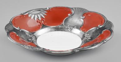 Bavaria ezüstözött kínáló, jelzéssel, kopással, d: 29,5 cm