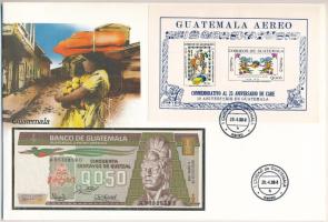 Guatemala 1988. 50c felbélyegzett borítékban, bélyegzéssel T:UNC Guatemala 1988. 50 Centavos in envelope with stamp and cancellation C:UNC