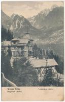 Tátra, Magas-Tátra, Vysoké Tatry; Tarpatak-füred, Lomnici-csúcs / / hotel, mountain peak (Rb)