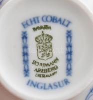 Arzberg máz alatti kobalt festéssel díszített kávés készlet, a készleten felül 6 db süteményes tálla...