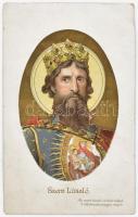Szent László imádságos litho szentkép 14x9 cm