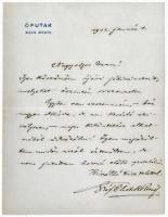 1912 gr Chotek Rezső Ófutak autográf gratuláló levél