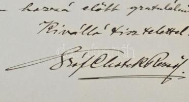 1912 gr Chotek Rezső Ófutak autográf gratuláló levél