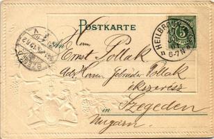 1901 Heilbronn. Art Nouveau, floral embossed montage with coat of arms (EK)