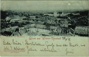 1898 (Vorläufer) Wiener Neustadt, Bécsújhely; Panorama vom Pfarrthurm / night (EK)