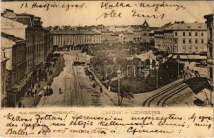 1900 Lviv, Lwów, Lemberg; Plac Maryacki / Marienplatz / square (EK)