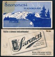 cca 1930 2db Szerencsi számolócédula, egyik hátoldalán 2f okmánybélyeggel.