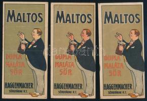 1924 3db Maltos Dupla Maláta sör számolócédula