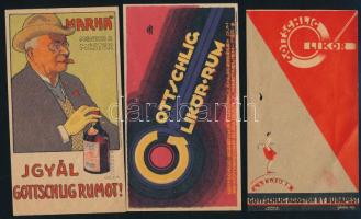 cca 1930 3db Gottschlig Likőr-Rum számolócédula
