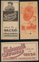 cca 1930 3db Schmoll-paszta számolócédula