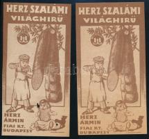 cca 1930 2db Herz-szalámi számolócédula