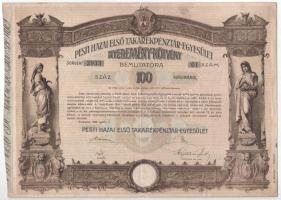 Budapest 1906. "Pesti Hazai Első Takarékpénztár-Egyesület" 100K-ról szóló nyereménykötvény...
