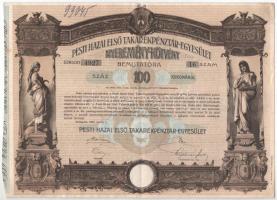 Budapest 1906. "Pesti Hazai Első Takarékpénztár-Egyesület" 100K-ról szóló nyereménykötvény...