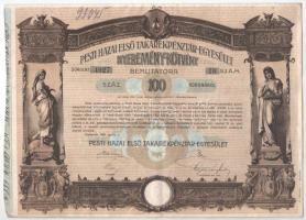 Budapest 1906. "Pesti Hazai Első Takarékpénztár-Egyesület" 100K-ról szóló nyereménykötvény...
