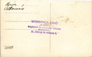 Baja, vasútállomás, vonat. Weinstock Ernő "A Fény" fényképező és levelezőlap vállalat rekl...