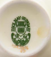 Zsolnay pillangómintás porcelán váza, kézzel festett, jelzett, hibátlan, m: 11,5 cm