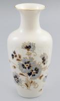 Zsolnay búzavirág mintás váza, kézzel festett, jelzett, hibátlan, m: 16 cm