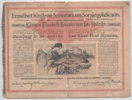 Budapest 1904. "Erzsébet királyné Sanatorium Sorsjegykölcsön" sorsjegye 5K értékben, magya...