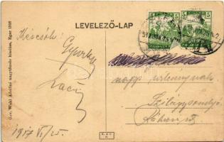 1917 Eger, Városháza, Lázár Jónás és társai üzlete, piac. Özv. Wahl Adolfné kiadása (EK)