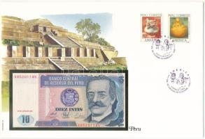 Peru 1987. 10I felbélyegzett borítékban, bélyegzéssel T:UNC Peru 1987. 10 Intis in envelope with stamp and cancellation C:UNC