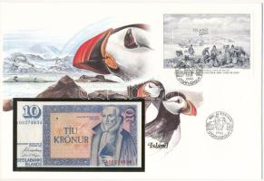 Izland 1961. 10K borítékban bélyeggel, bélyegzéssel T:UNC Iceland 1961. 10 Kronur in envelope with stamp and cancellation C:UNC