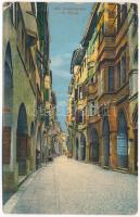 1915 Bolzano, Bozen (Südtirol); Die Laubengasse / street view, shops + "K.u.k. Militärzensur BOZEN" (EK)