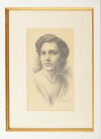 Merényi Rudolf (1893-1957): Varsányi Irén (1877-1932) színésznő portréja. Ceruza, papír. Jelezve job...