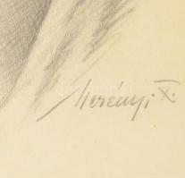 Merényi Rudolf (1893-1957): Varsányi Irén (1877-1932) színésznő portréja. Ceruza, papír. Jelezve job...