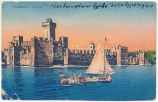 1914 Sirmione, Castello / castle, boats + K.u.K. Festungskommando Trient" (EB)