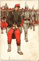 1921 A Berlin (Berlinbe) / WWI German military art postcard with prisoner of war. Chromo Lith. Kunstanstalt Georg Wagrandl litho (Rb)